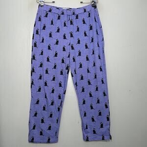 Collections Etc Black Cat Pajama Pants Size Medium Purple Novelty Capris Comfort